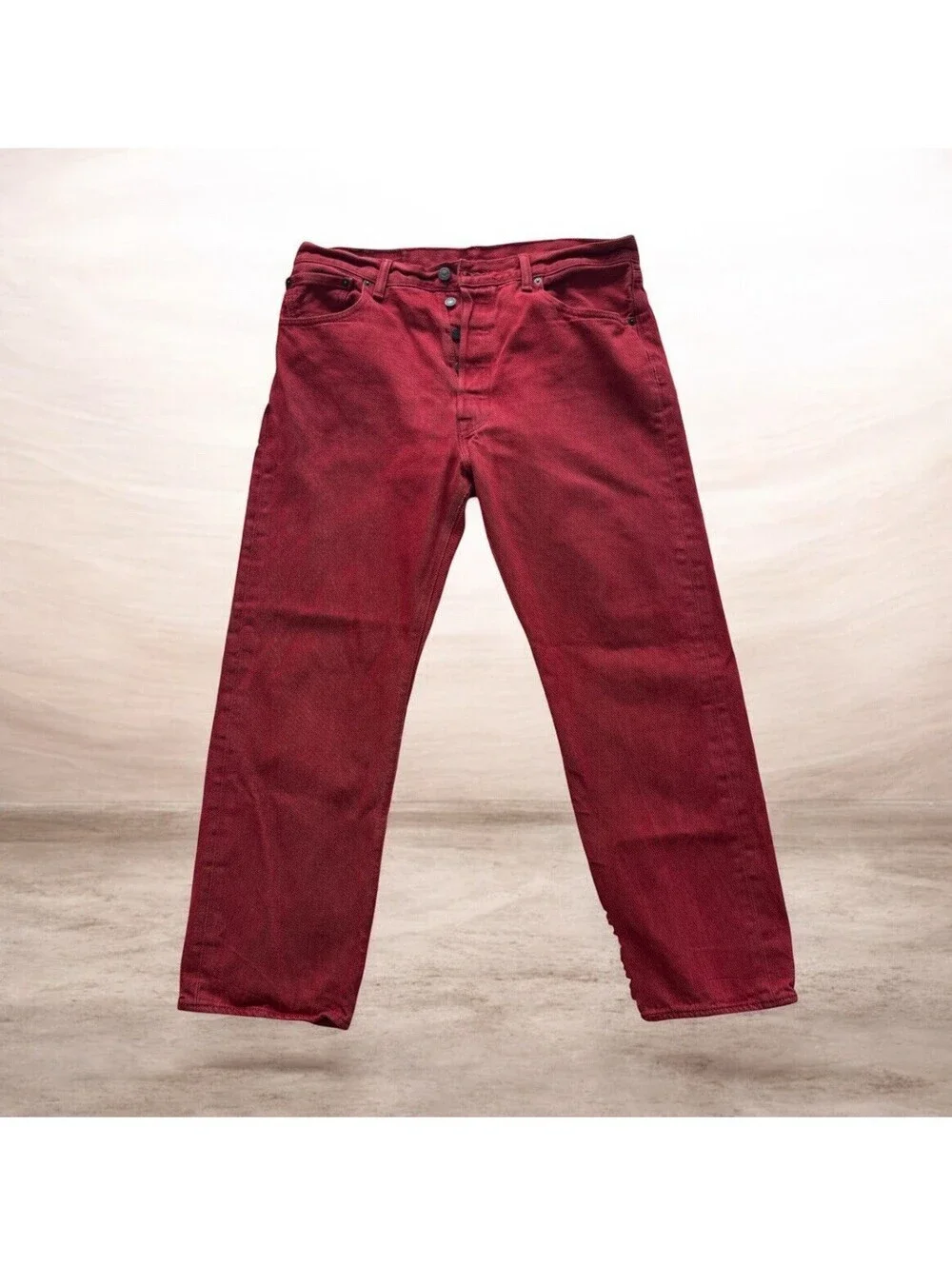 Levi’s 501XX Button Fly Jeans Red Crimson 36x30 Straight Leg Vintage Color